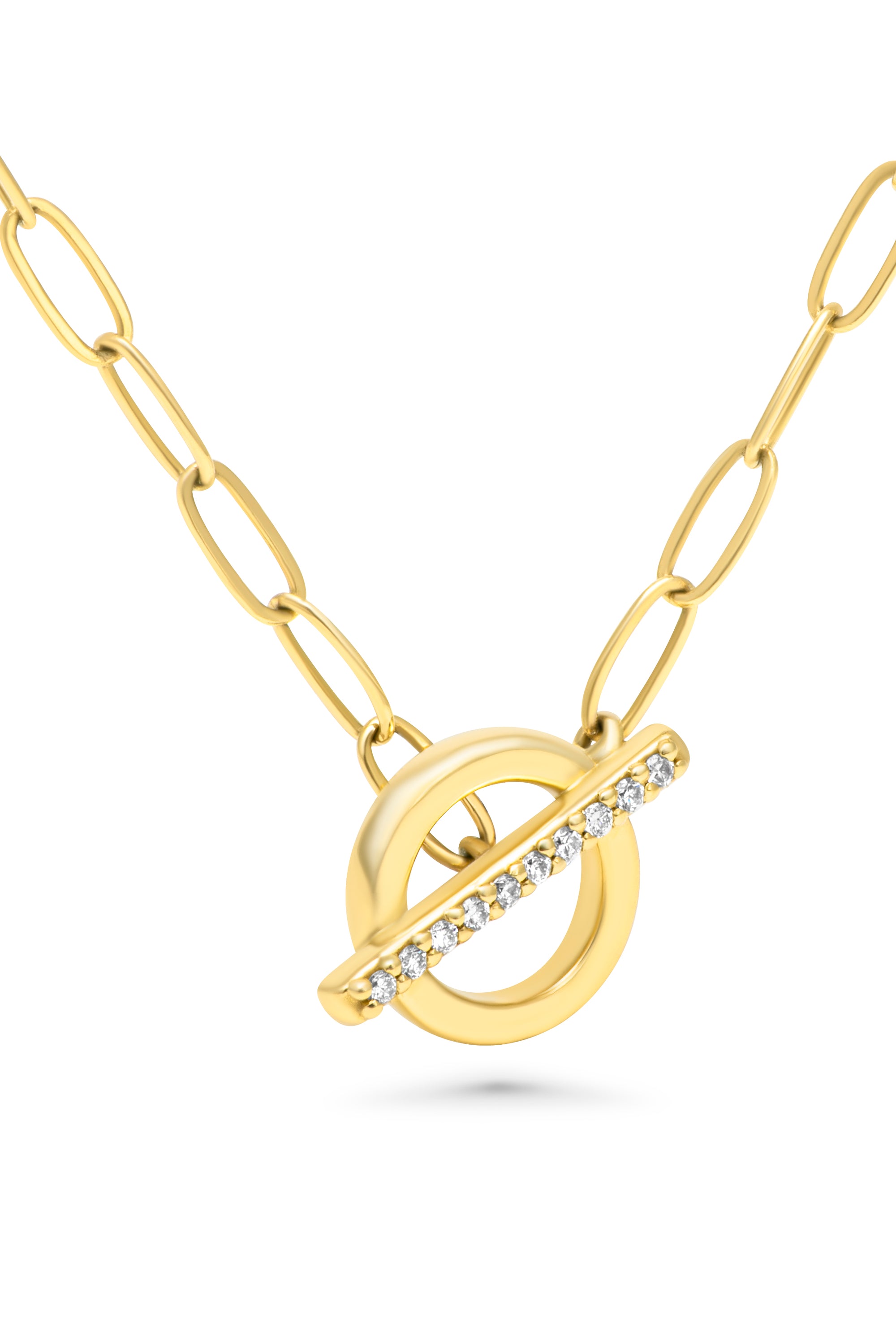 14K Natural Diamond Toggle Necklace