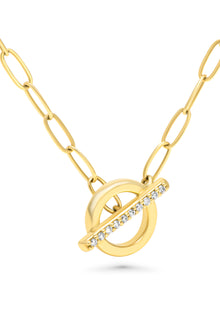 14K Natural Diamond Toggle Necklace
