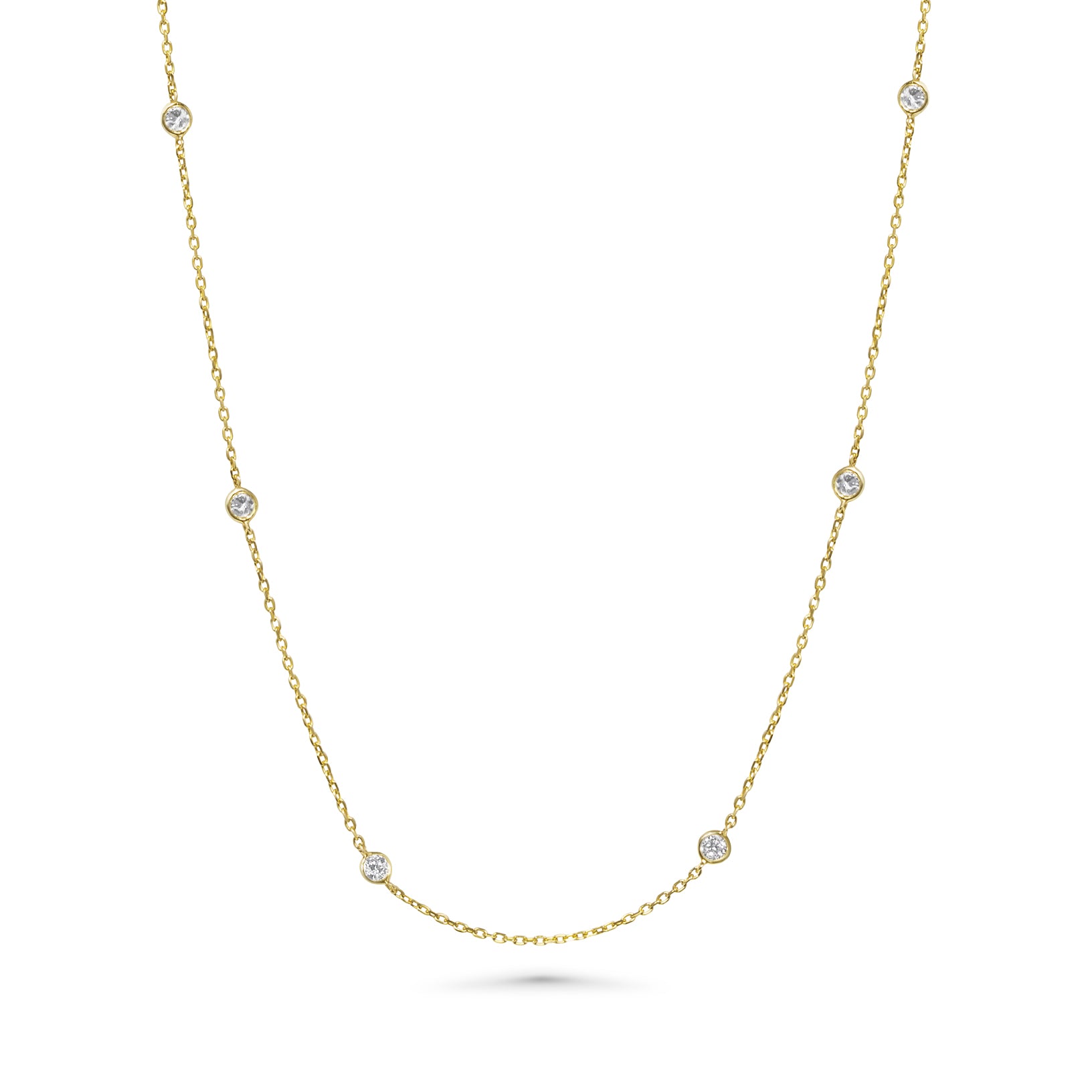 18K Natural Diamond Station Necklace