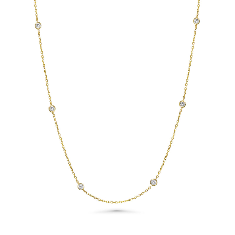 18K Natural Diamond Station Necklace