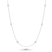 18K Natural Diamond Station Necklace