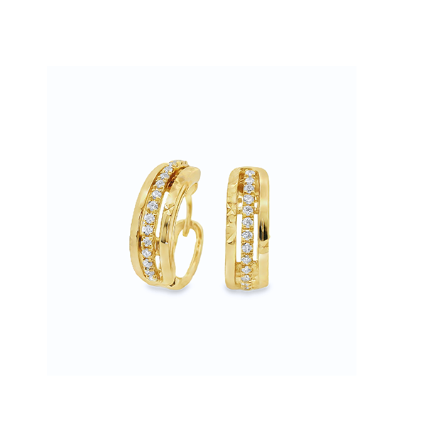 18K Natural Diamond Huggies