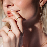 18K Gold and Natural Diamond Drop of Light Ring