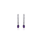 14K Amethyst and Diamond Hoop Earrings