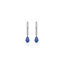 14K Natural Tanzanite and Diamonds Hoops
