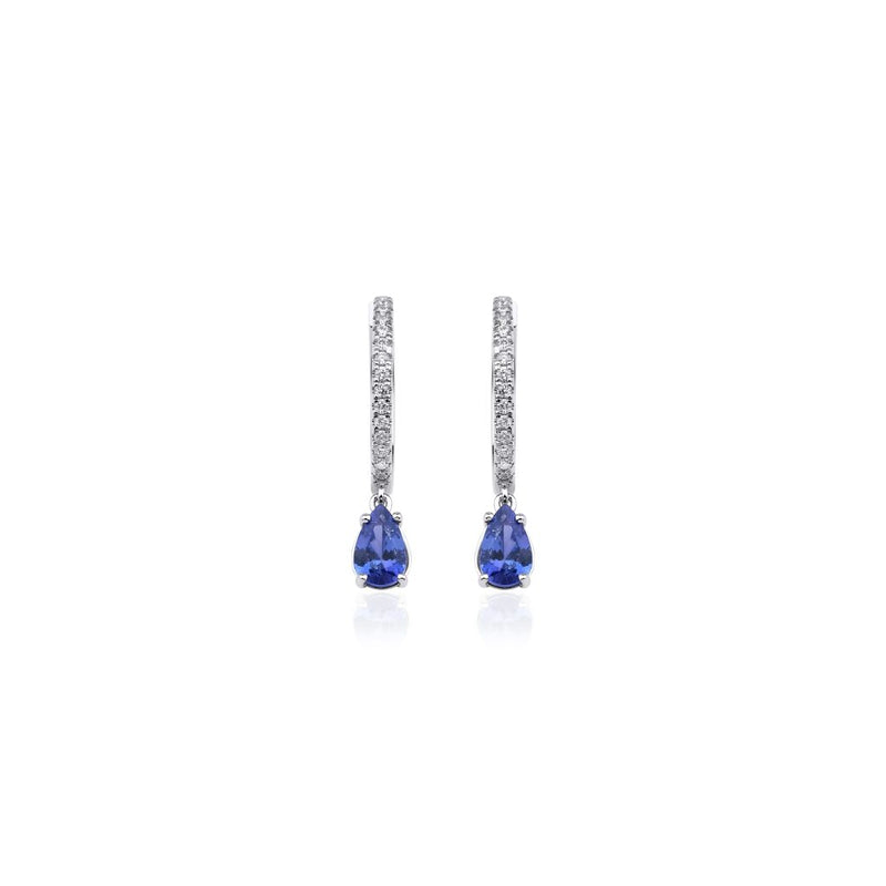 14K Natural Tanzanite and Diamonds Hoops