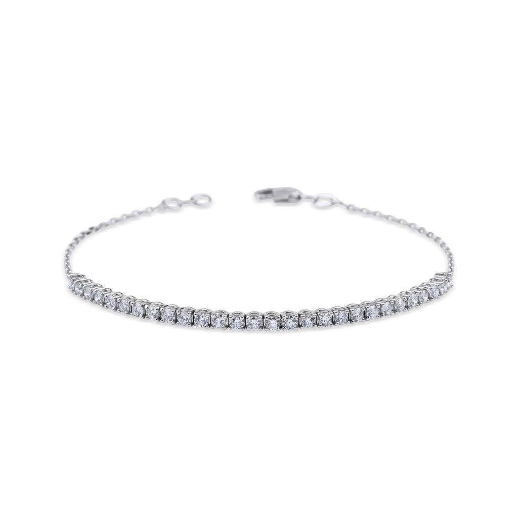 14K Gold and Natural Diamond Half Tennis Bracelet