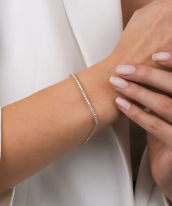 14K Gold and Natural Diamond Half Tennis Bracelet
