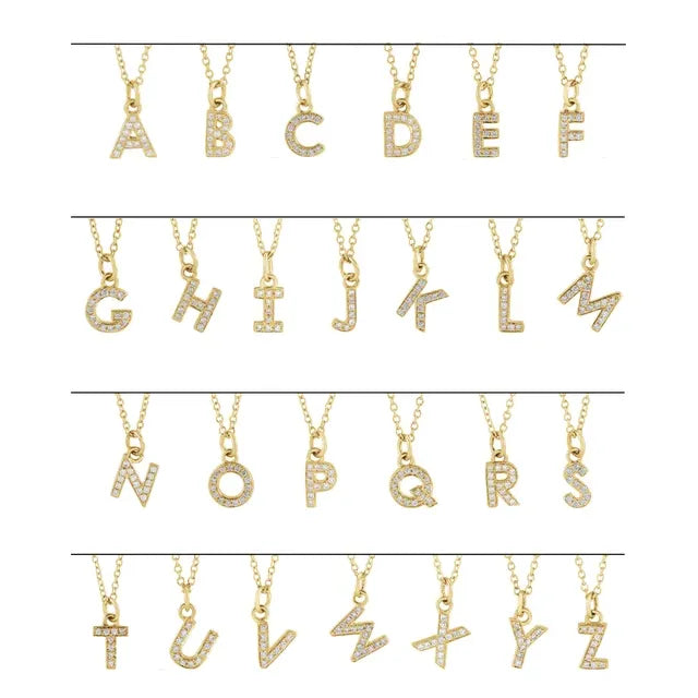 14K Petite Natural Diamond Initial Necklace