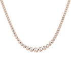 18K Gold and Natural Diamond Graduated Bezel Set Tennis Necklace