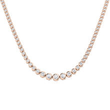 18K Gold and Natural Diamond Graduated Bezel Set Tennis Necklace