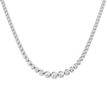 18K Gold and Natural Diamond Graduated Bezel Set Tennis Necklace