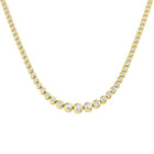 18K Gold and Natural Diamond Graduated Bezel Set Tennis Necklace