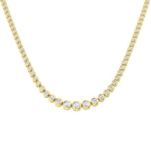 18K Gold and Natural Diamond Graduated Bezel Set Tennis Necklace