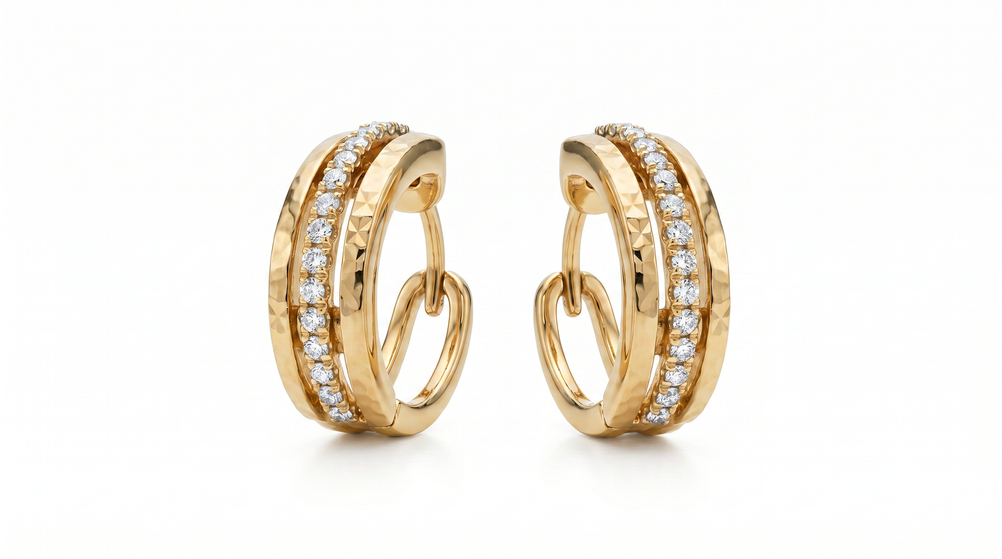 18K Natural Diamond Huggies