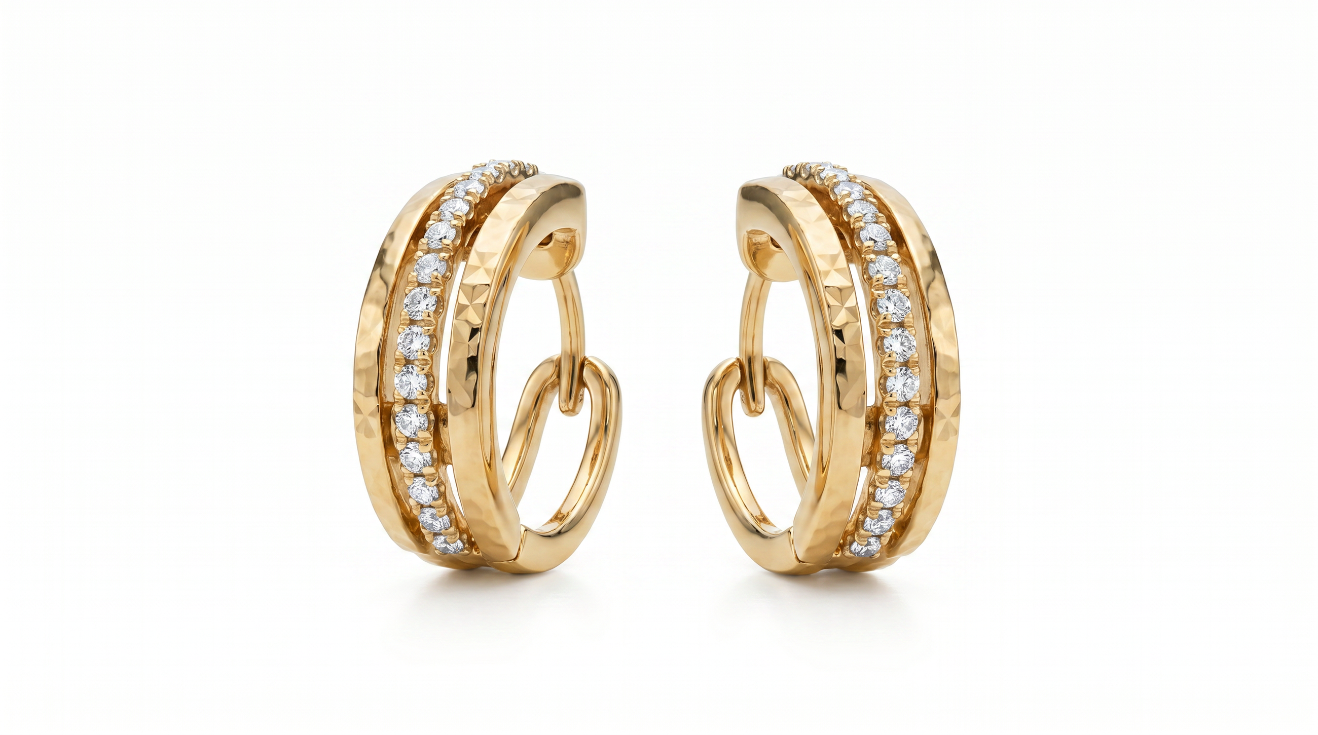 18K Natural Diamond Huggies