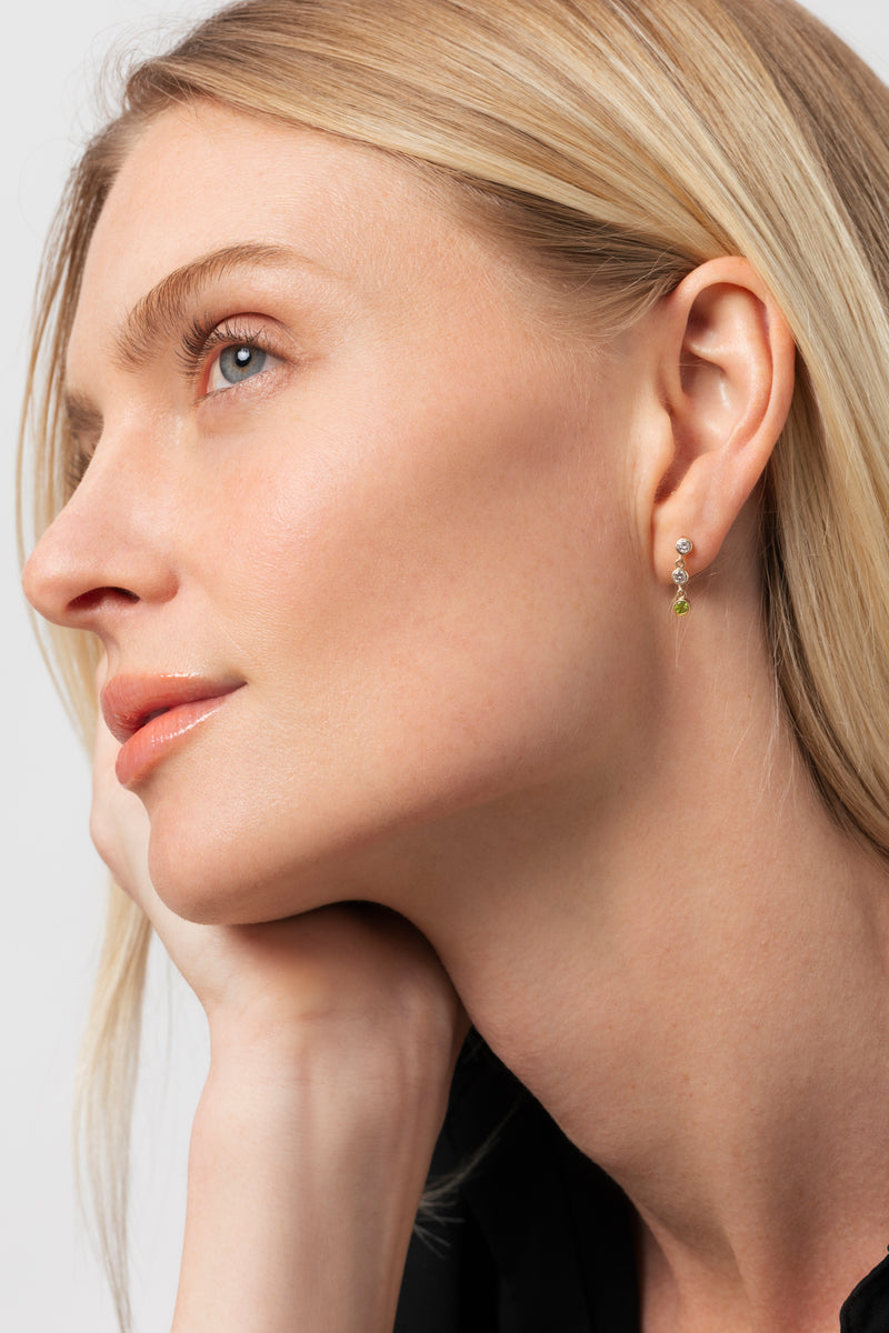 14K Lab Grown Diamond and Peridot Earring Drop