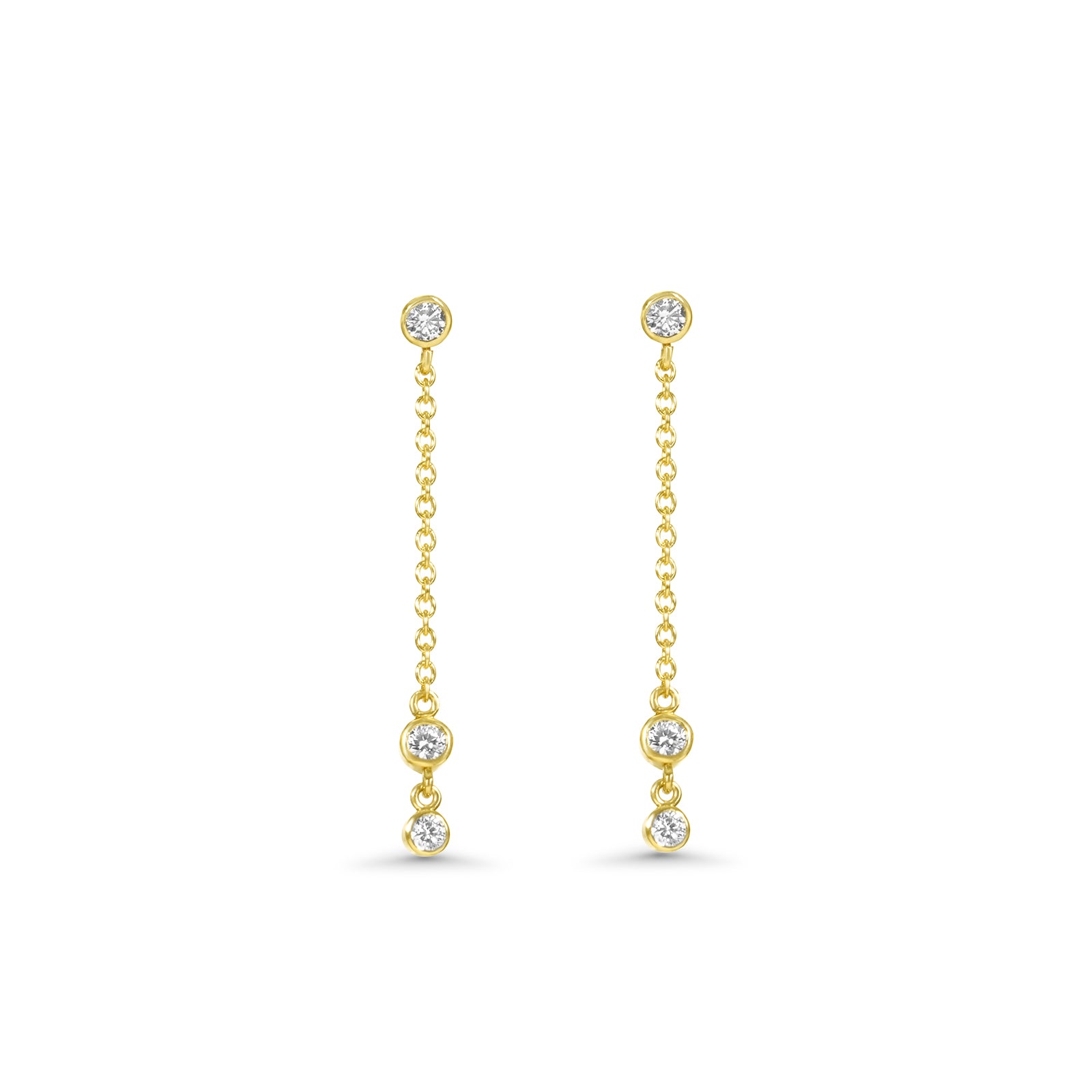 14K Lab Grown Three Stones Earring Drop