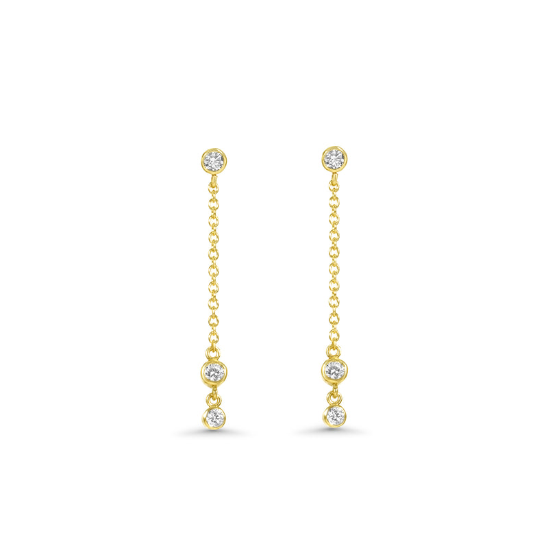 14K Lab Grown Three Stones Earring Drop