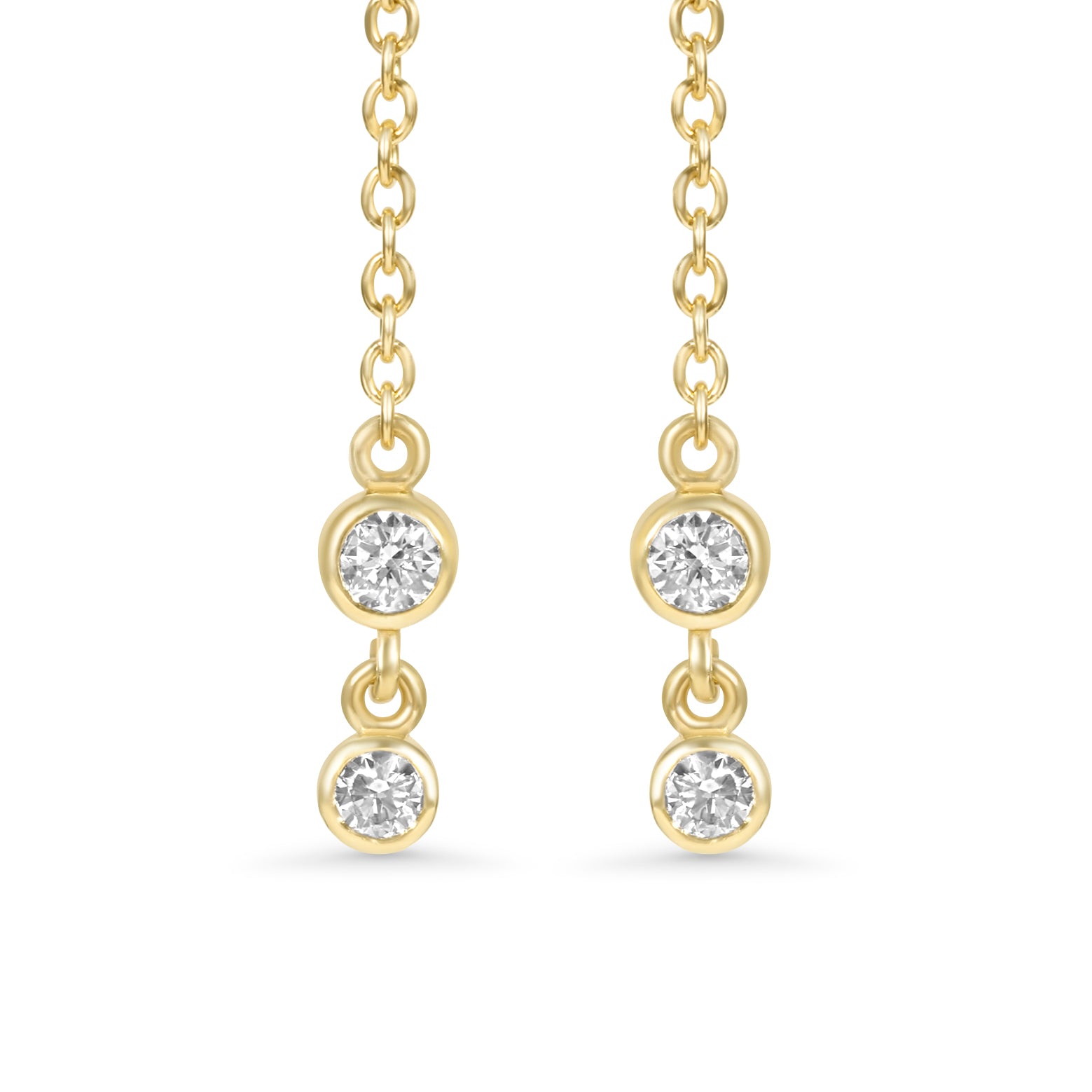 14K Lab Grown Three Stones Earring Drop