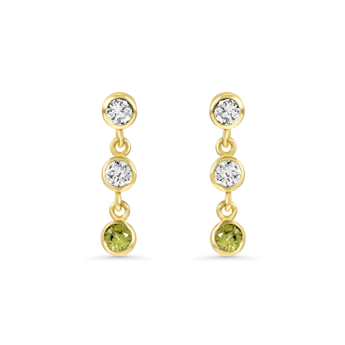 14K Lab Grown Diamond and Peridot Earring Drop