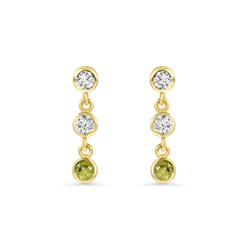 14K Lab Grown Diamond and Peridot Earring Drop