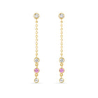 14K Lab Grown Diamond and Pink Sapphire Earring Drop