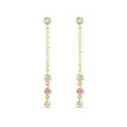 14K Lab Grown Diamond and Pink Sapphire Earring Drop