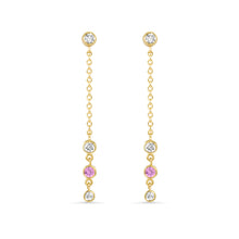 14K Lab Grown Diamond and Pink Sapphire Earring Drop
