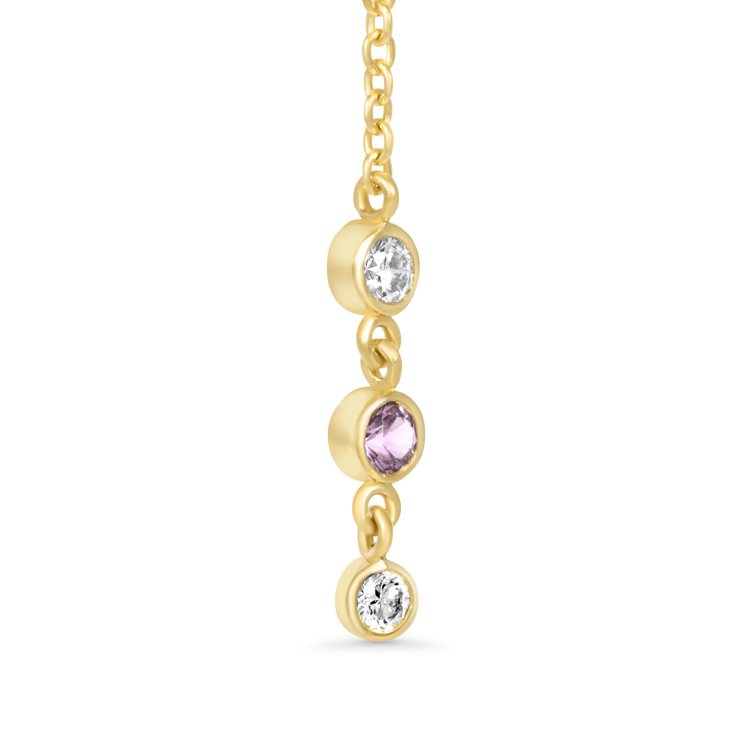 14K Lab Grown Diamond and Pink Sapphire Earring Drop