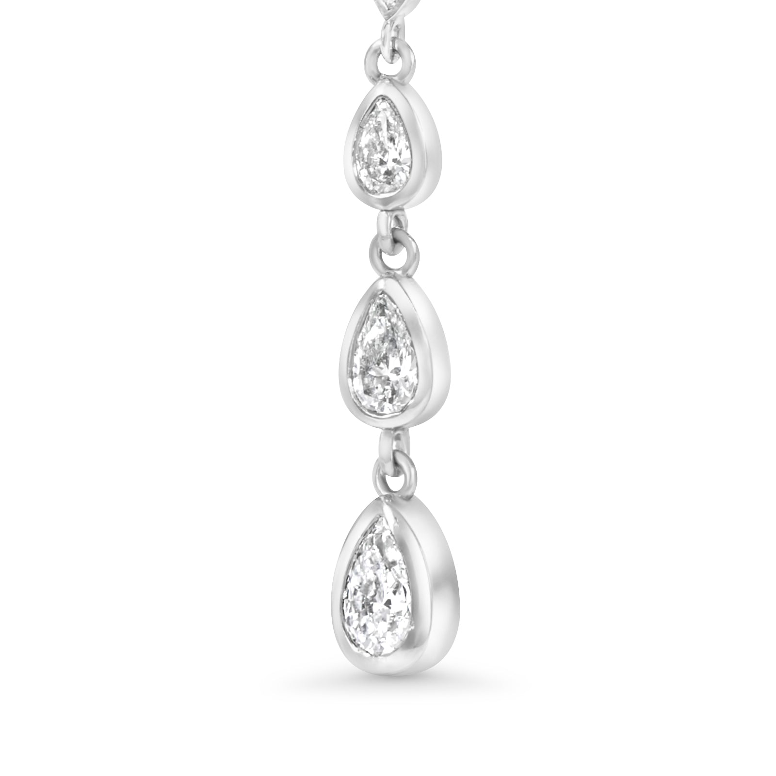14K Graduated Lab Grown Pear Diamonds Earring Drop