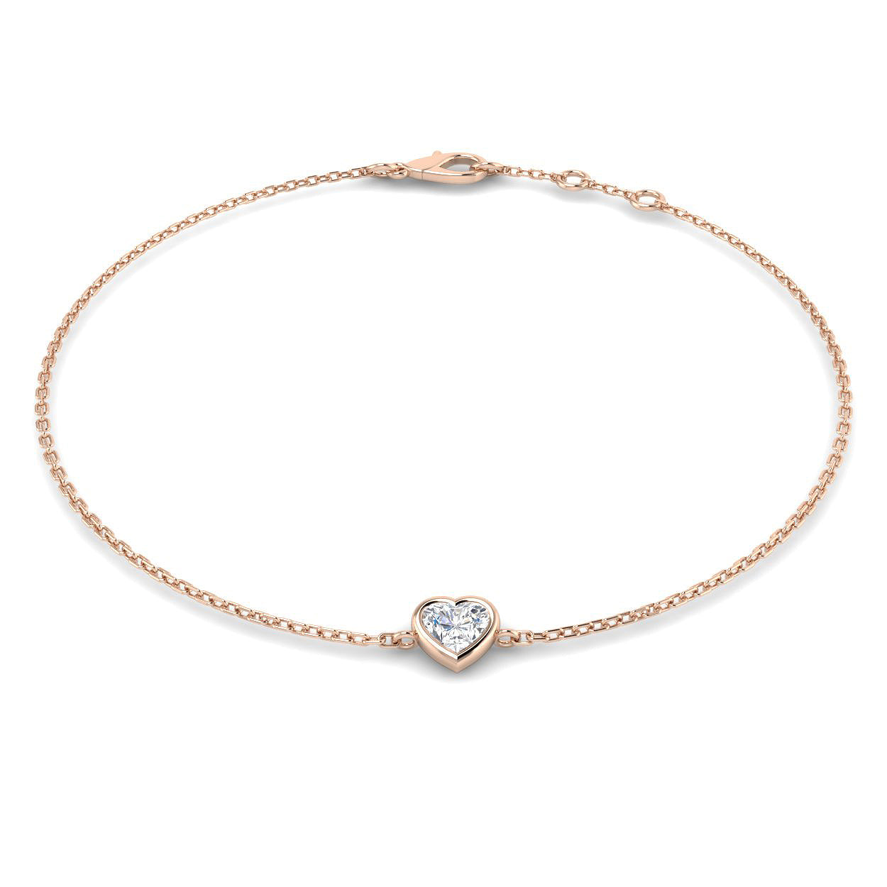 18K Natural Diamond Solitaire Heart Bracelet