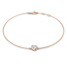 18K Natural Diamond Solitaire Heart Bracelet