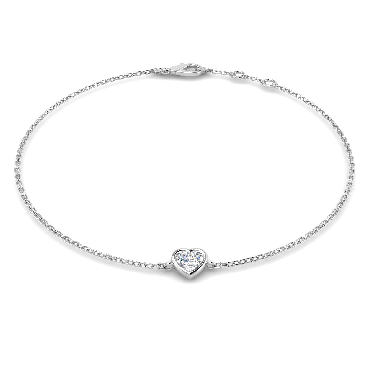 18K Natural Diamond Solitaire Heart Bracelet