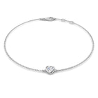 18K Natural Diamond Solitaire Heart Bracelet