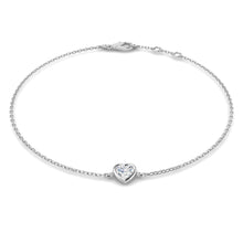 18K Natural Diamond Solitaire Heart Bracelet