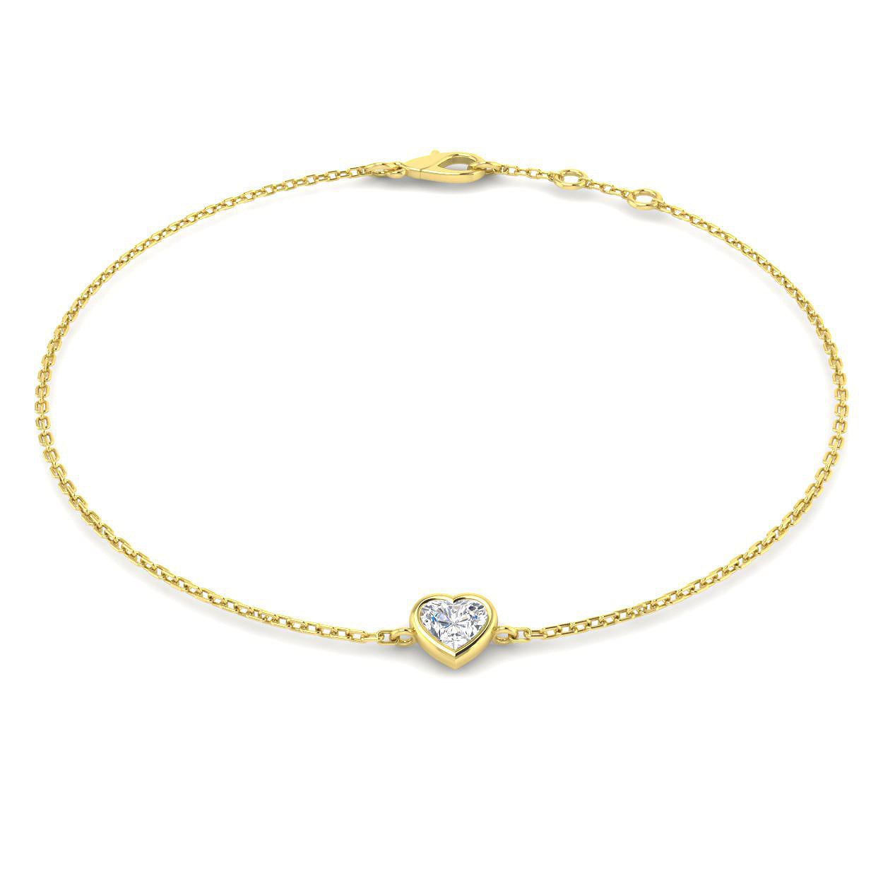 18K Natural Diamond Solitaire Heart Bracelet