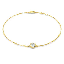 18K Natural Diamond Solitaire Heart Bracelet
