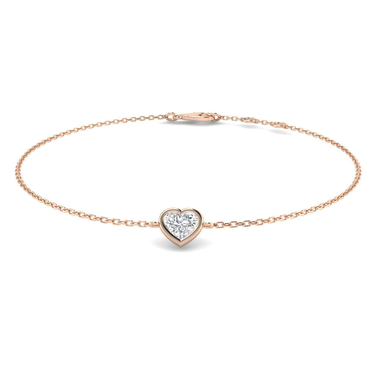 18K Natural Diamond Solitaire Heart Bracelet
