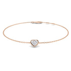 18K Natural Diamond Solitaire Heart Bracelet