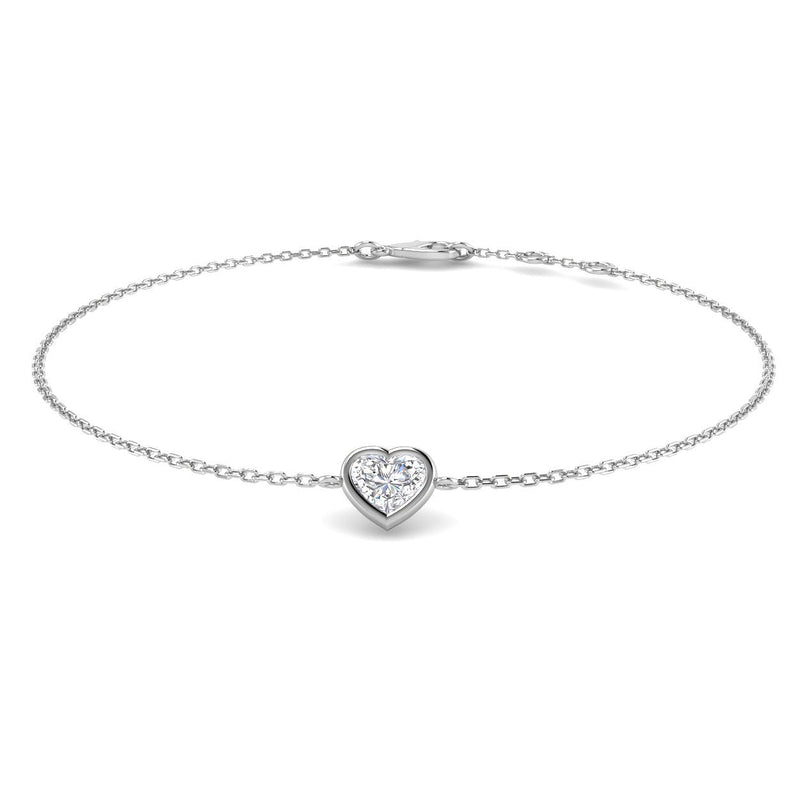 18K Natural Diamond Solitaire Heart Bracelet