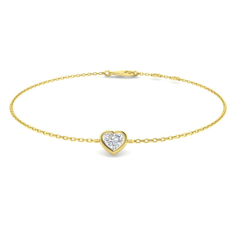 18K Natural Diamond Solitaire Heart Bracelet