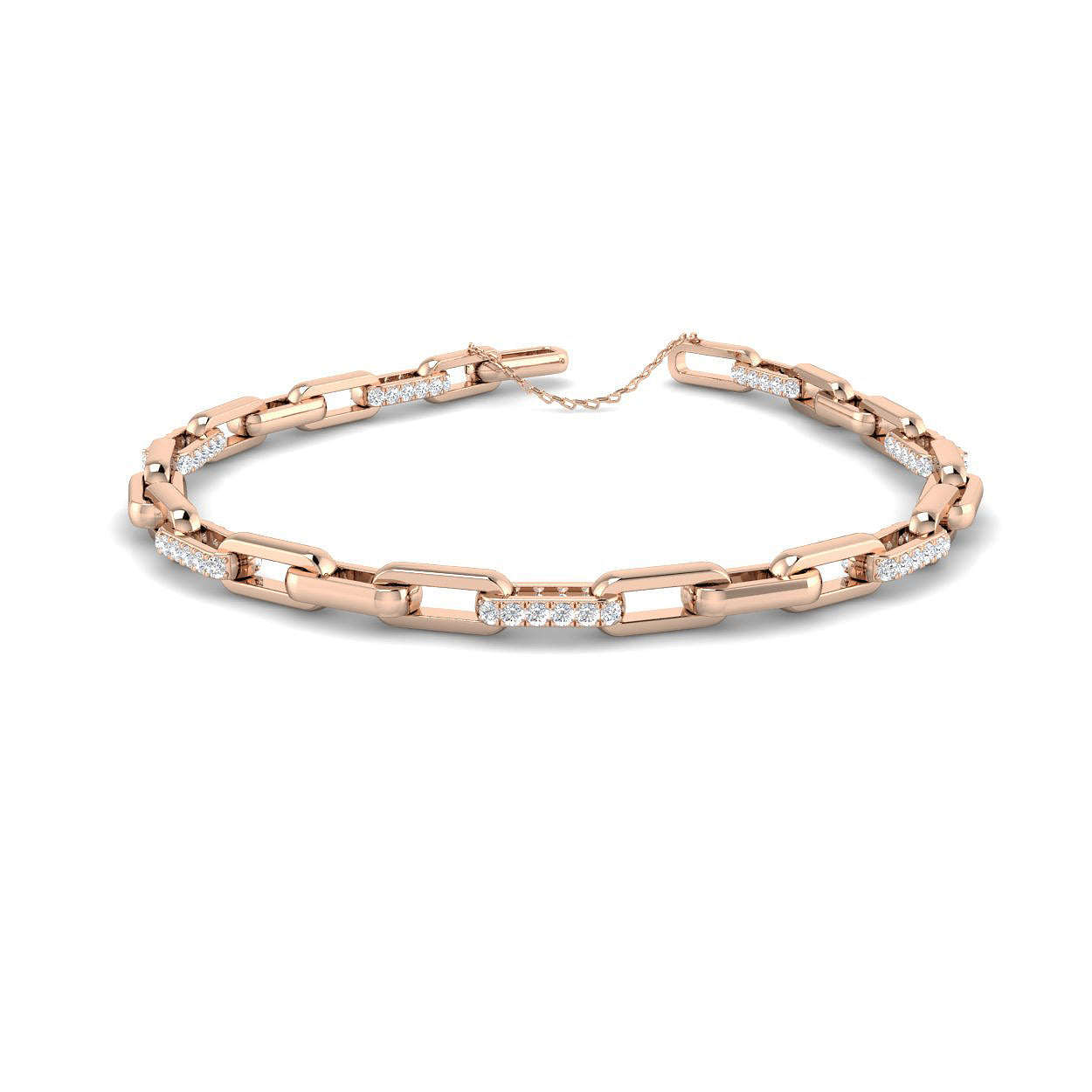 18K Natural Diamond 0.93ct Paper Clip Bracelet