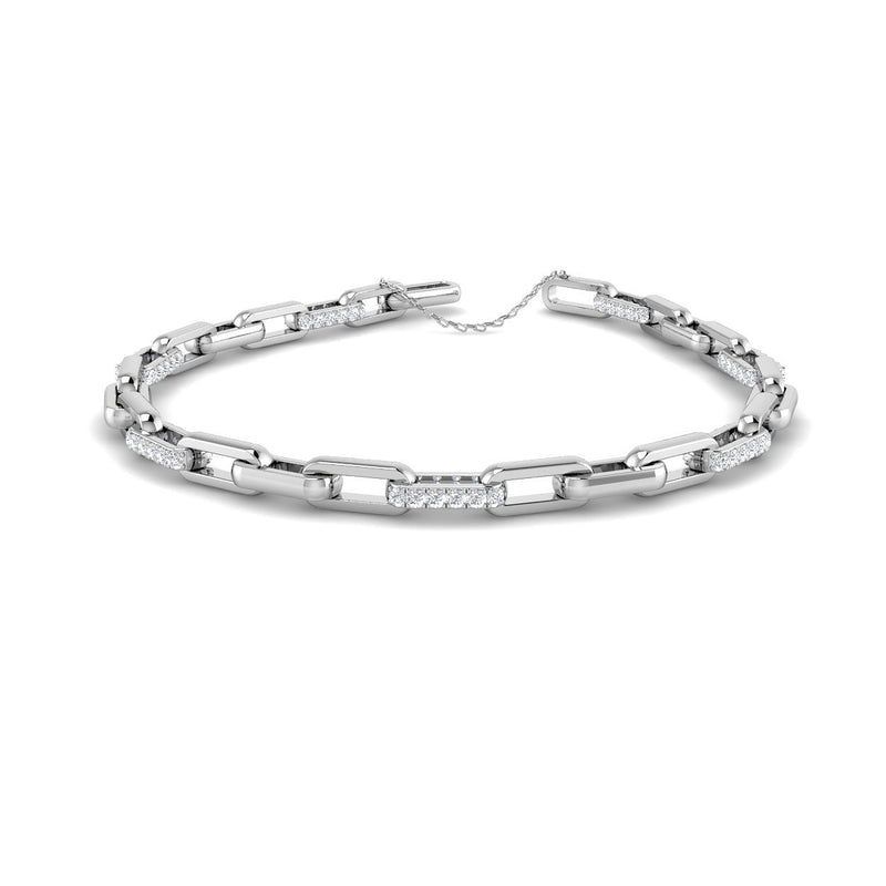 18K Natural Diamond 0.93ct Paper Clip Bracelet