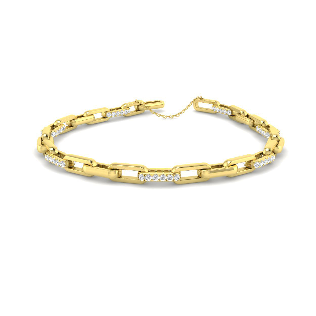 18K Natural Diamond 0.93ct Paper Clip Bracelet