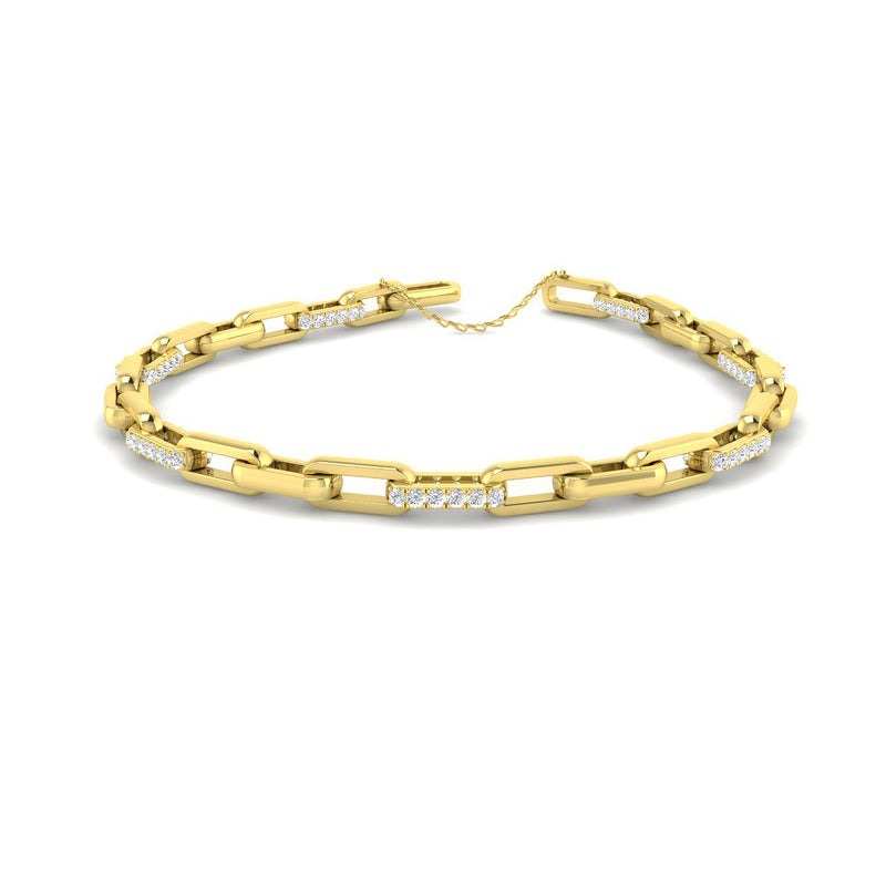 18K Natural Diamond 0.93ct Paper Clip Bracelet