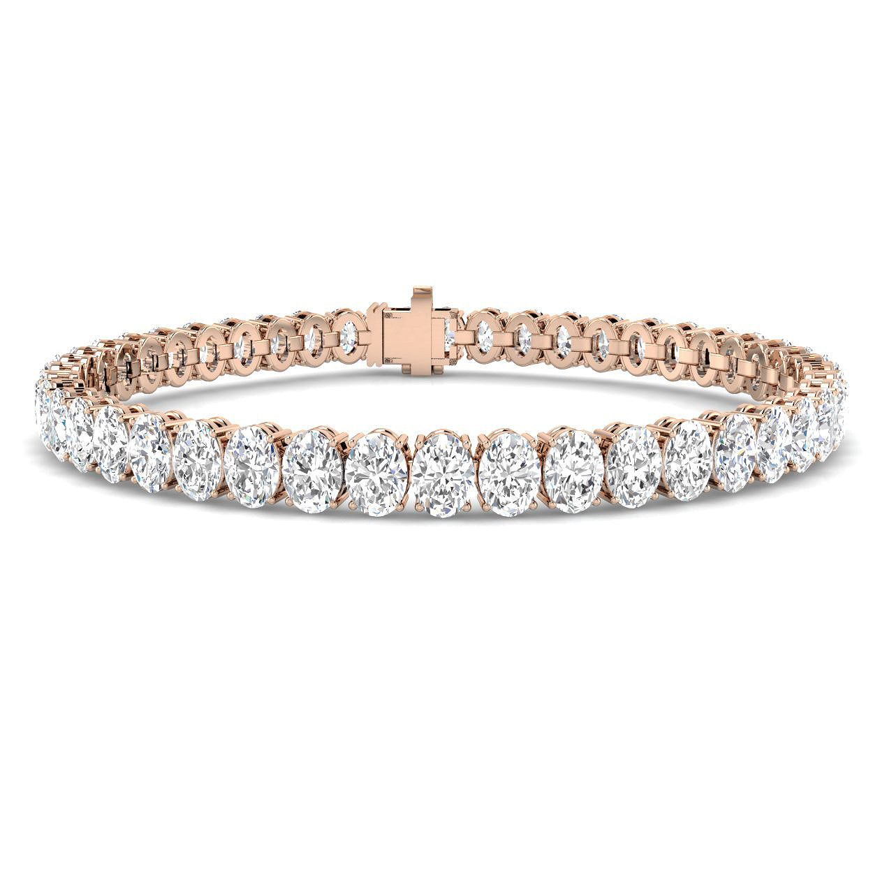 18K Oval Natural Diamond 13.17ct Tennis Bracelet