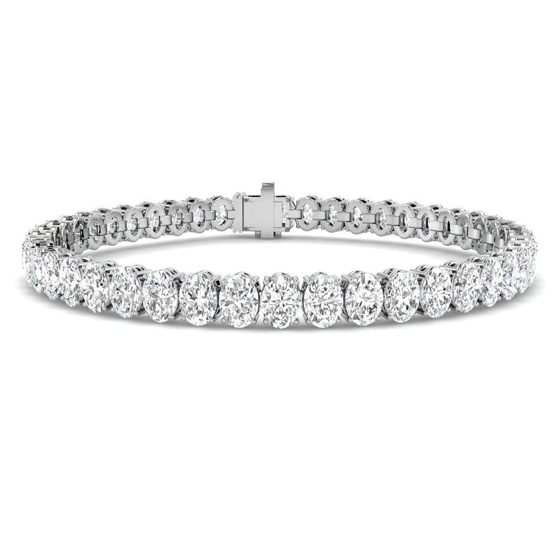 18K Oval Natural Diamond 13.17ct Tennis Bracelet