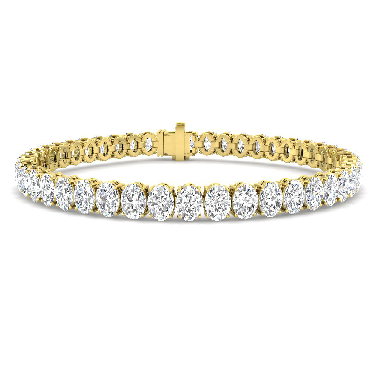 18K Oval Natural Diamond 13.17ct Tennis Bracelet