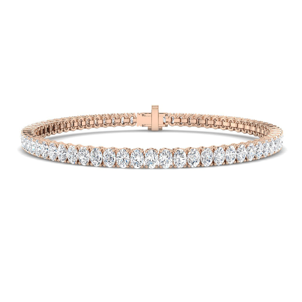 18K Oval Natural Diamond 6.45ct Tennis Bracelet